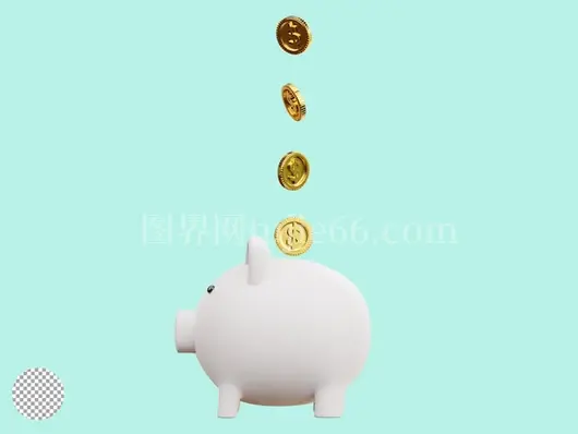 金币飞入3D储蓄罐创意存款画面