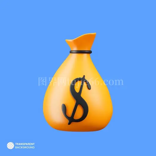 金币图标3D渲染插画展示金钱袋魅力