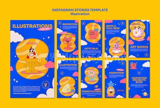 Instagram故事插画概念展示