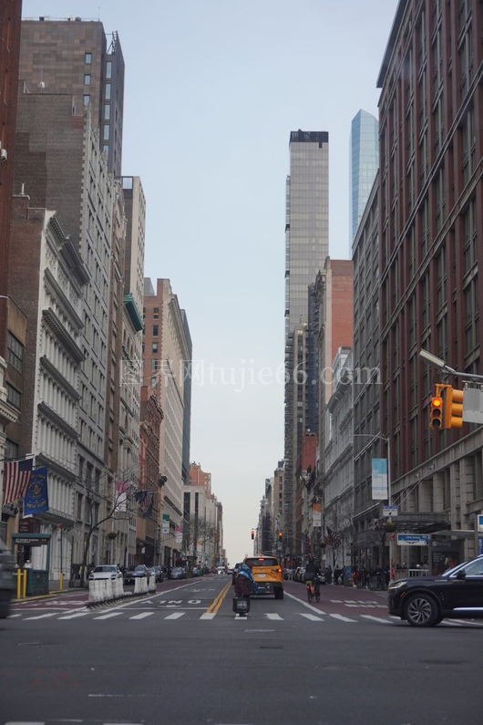 曼哈顿高楼交通都市全景