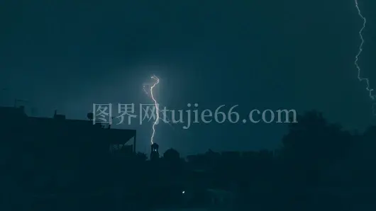 希腊夜暴风雨闪电自然力