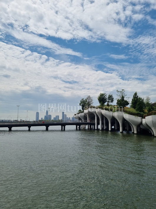 小岛公园曼哈顿天际线蓝天景
