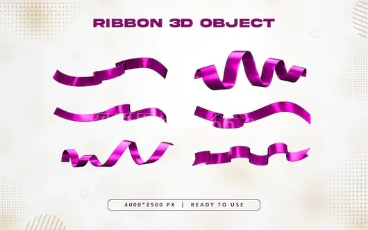 紫色3D丝带插画集锦
