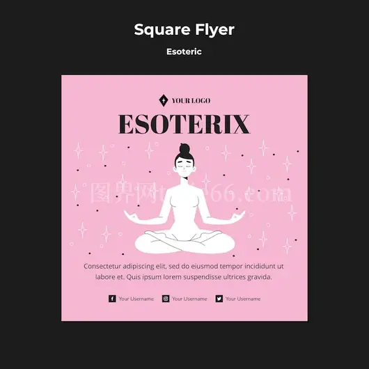 神秘莲花座人物方形传单亮点