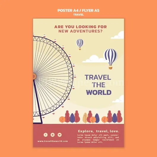 世界旅行海报模板竖版