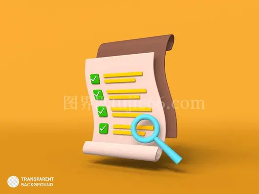 办公文件审批图标3D插图