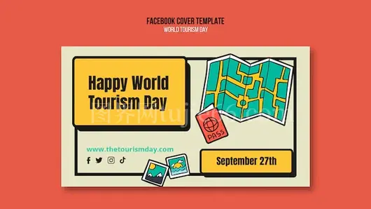 世界旅游日扁平化设计模板