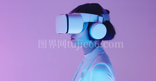 女性体验虚拟现实头盔