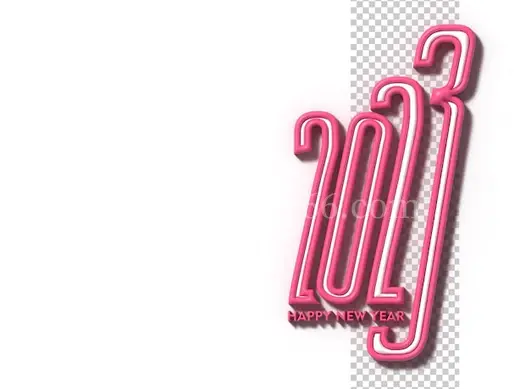 2023新年快乐3D文字排版海报设计插画