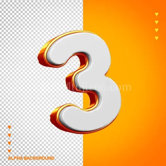 Alphabet 3D白橙配色数字三视觉呈现