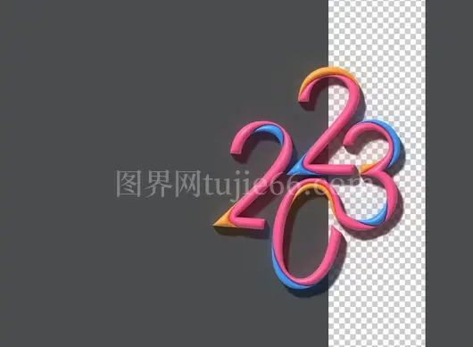 2023新年3D文字设计横幅海报插画