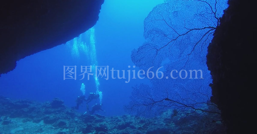潜水员探秘水下洞穴