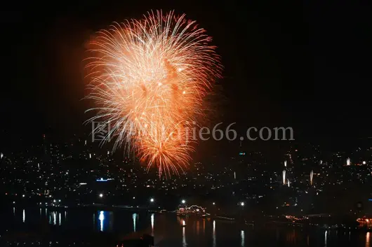 烟花照亮活力城市夜色