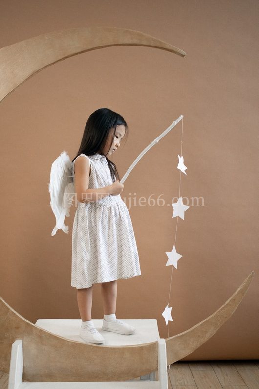少女天使新月星空