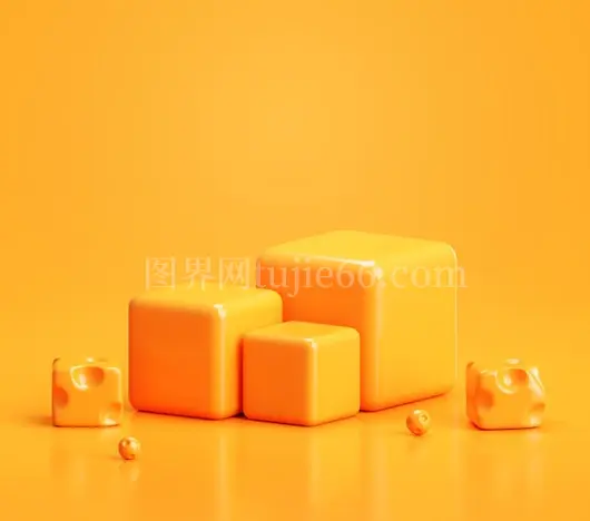 卡通奶酪立方舞台3D渲染