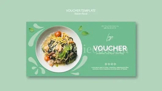 意大利美食主题优惠券模板
