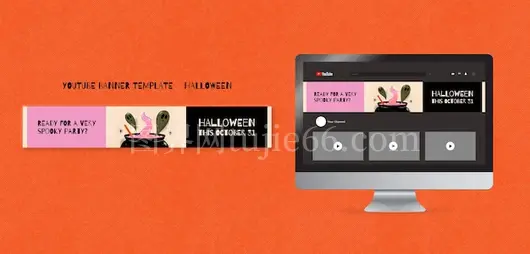 万圣节YouTube扁平化模板设计