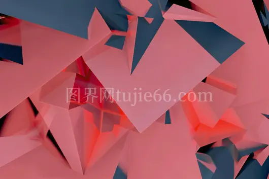 粉色蓝色几何形状三维组合艺术