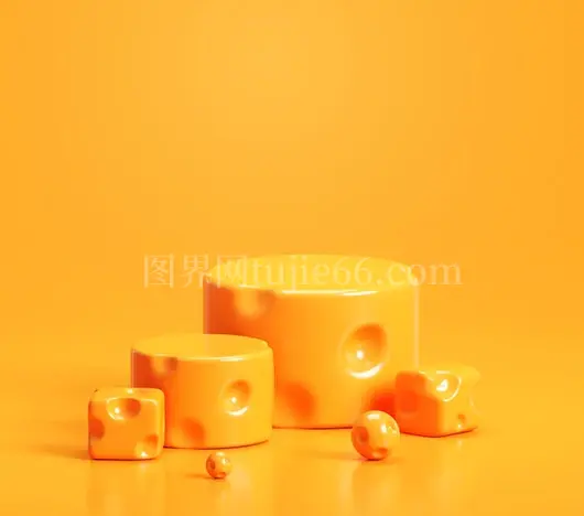 卡通奶酪三联舞台3D渲染