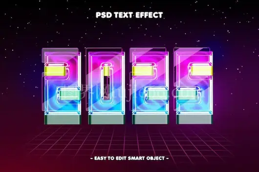 2025新年彩色发光编辑文字特效