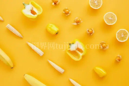 黄色水果蔬菜背景图