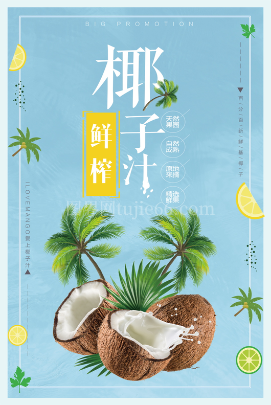 椰子汁海报模板