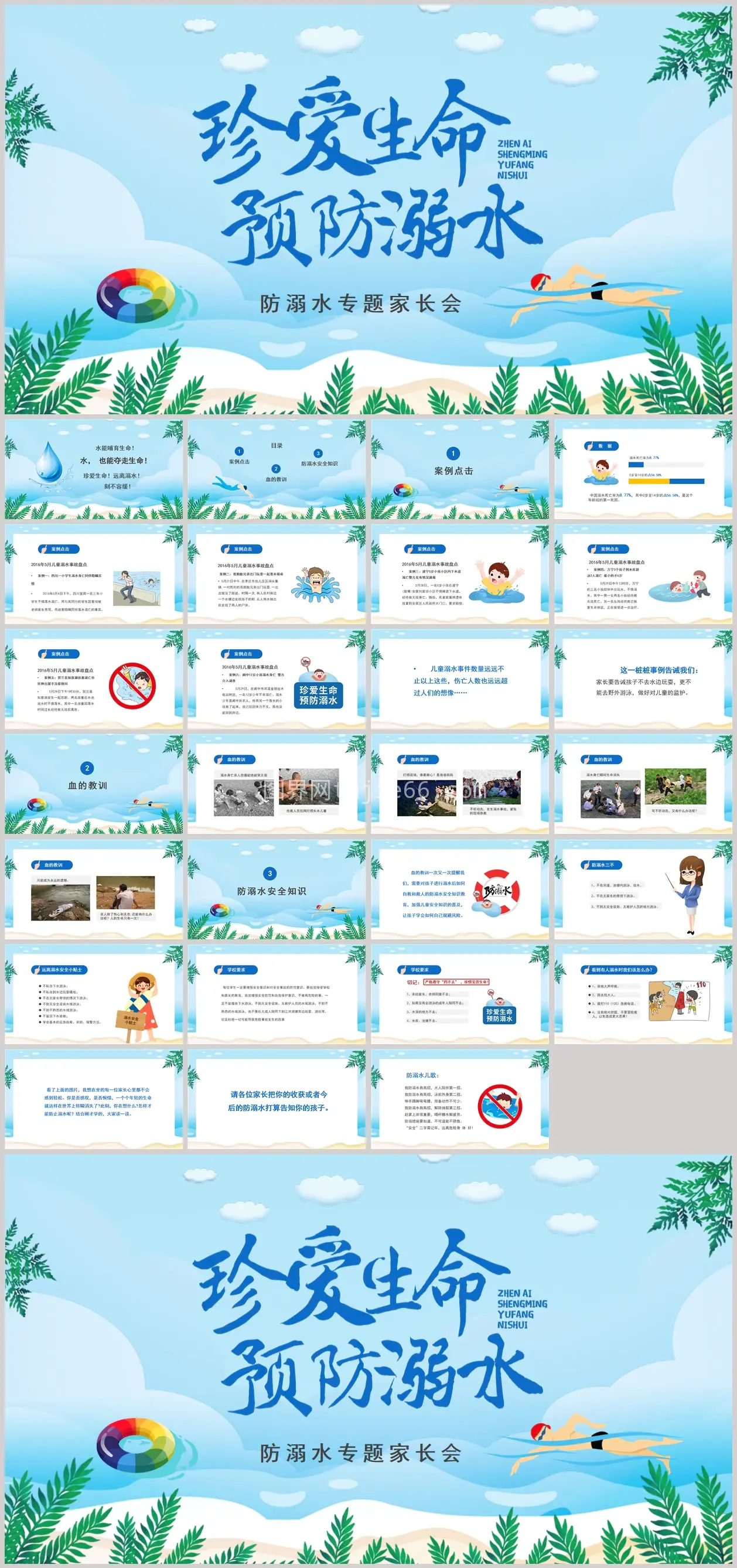 幼儿园中小学生暑期安全教育PPT模板