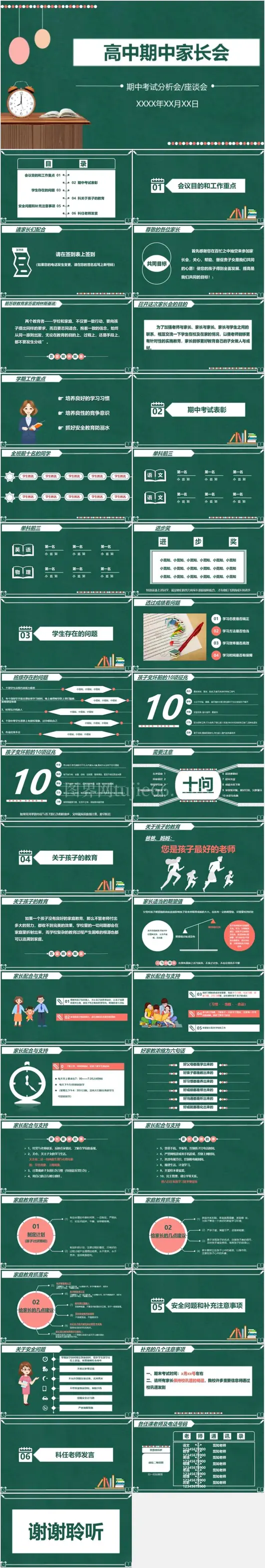 新学期期中期末高中通用家长会ppt模板